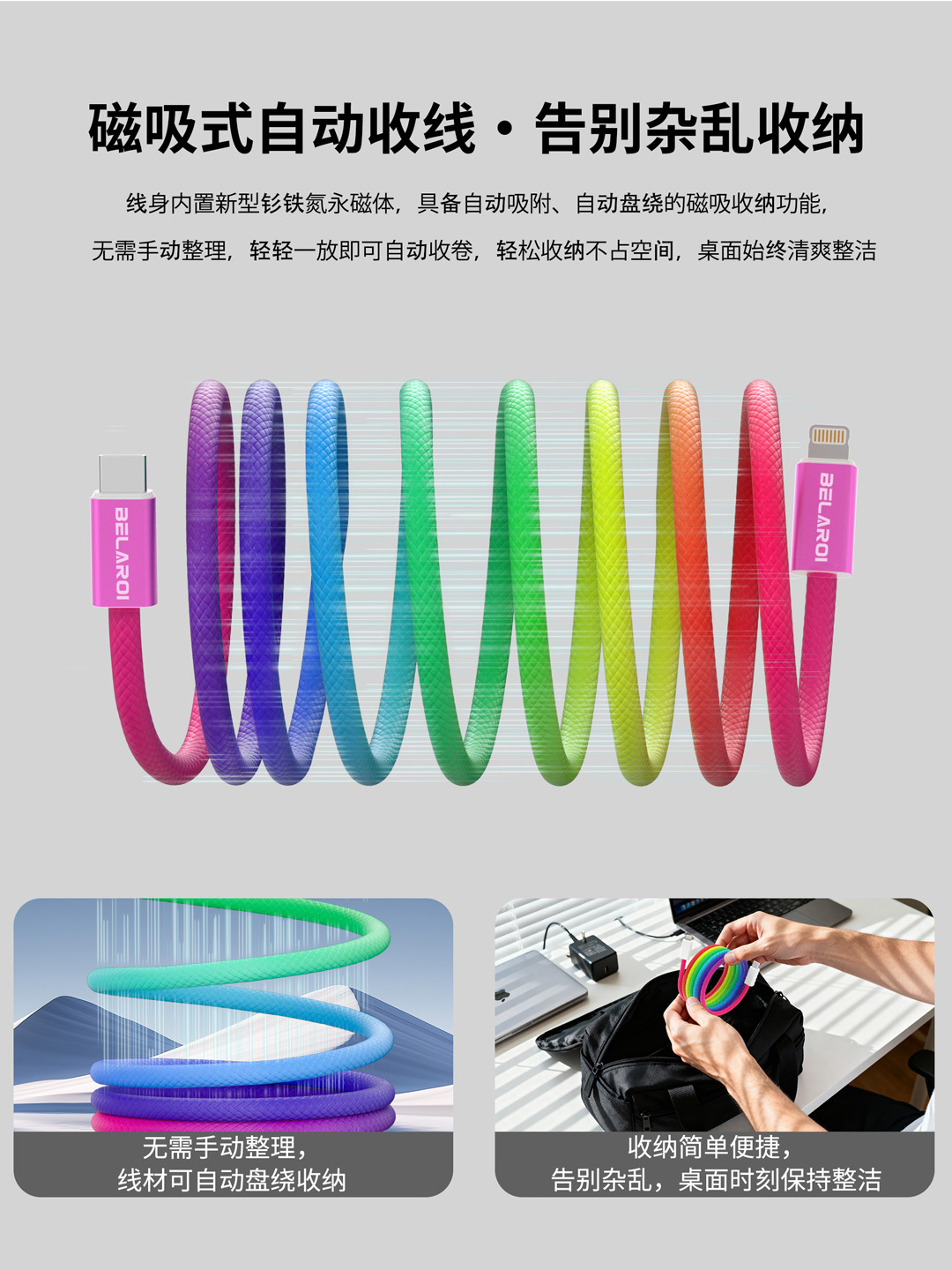 彩虹编织磁吸 240W 快充数据线（1.2 米） 3