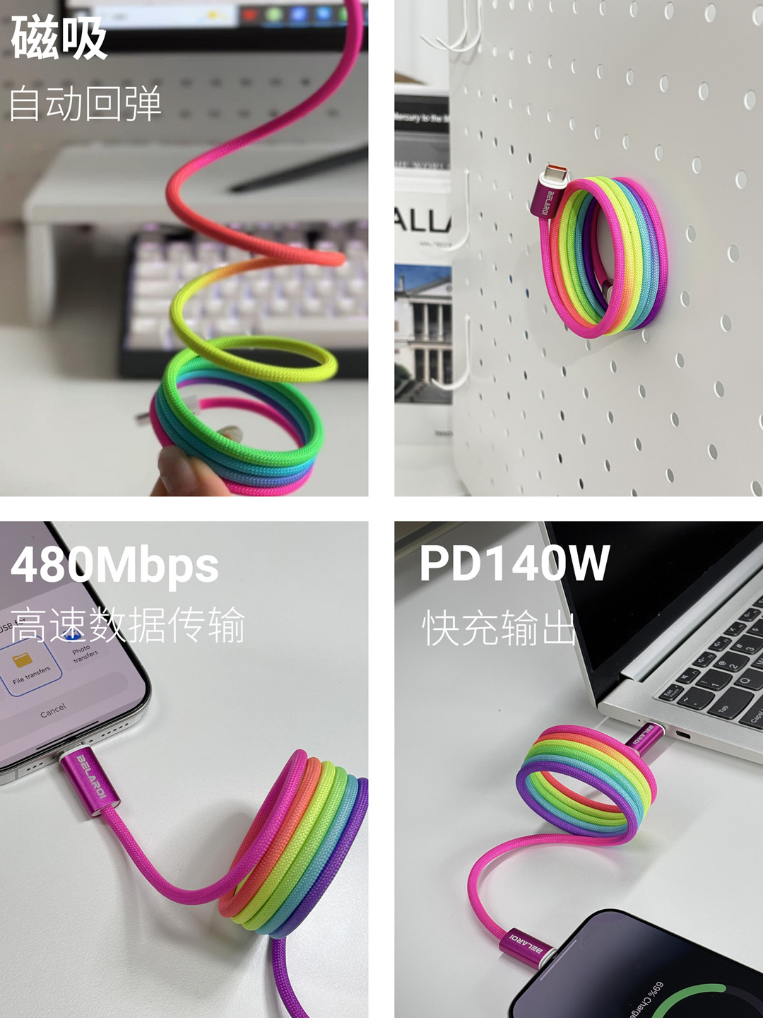 彩虹编织磁吸 240W 快充数据线（1.2 米） 5